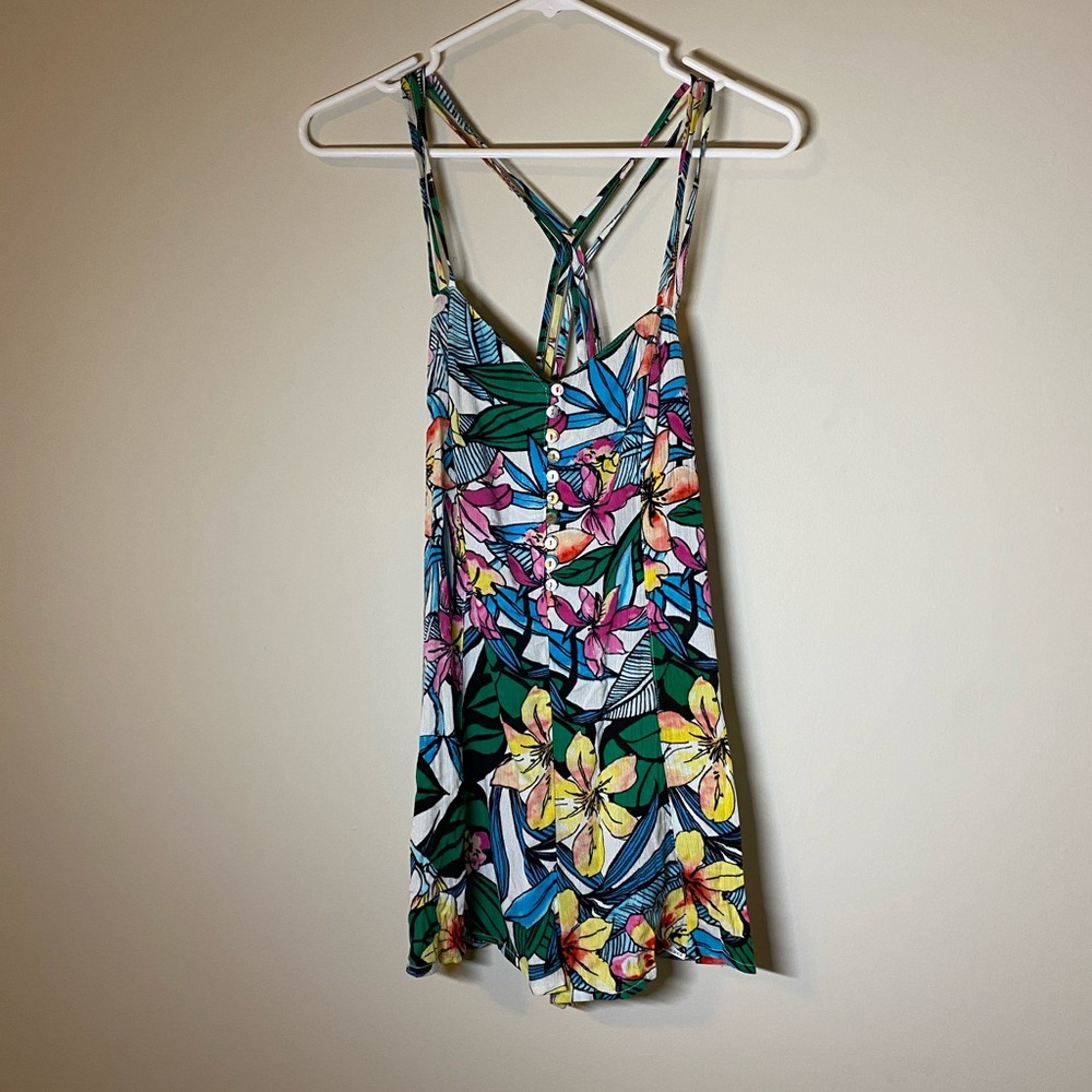 Floral Romper with Strappy Back